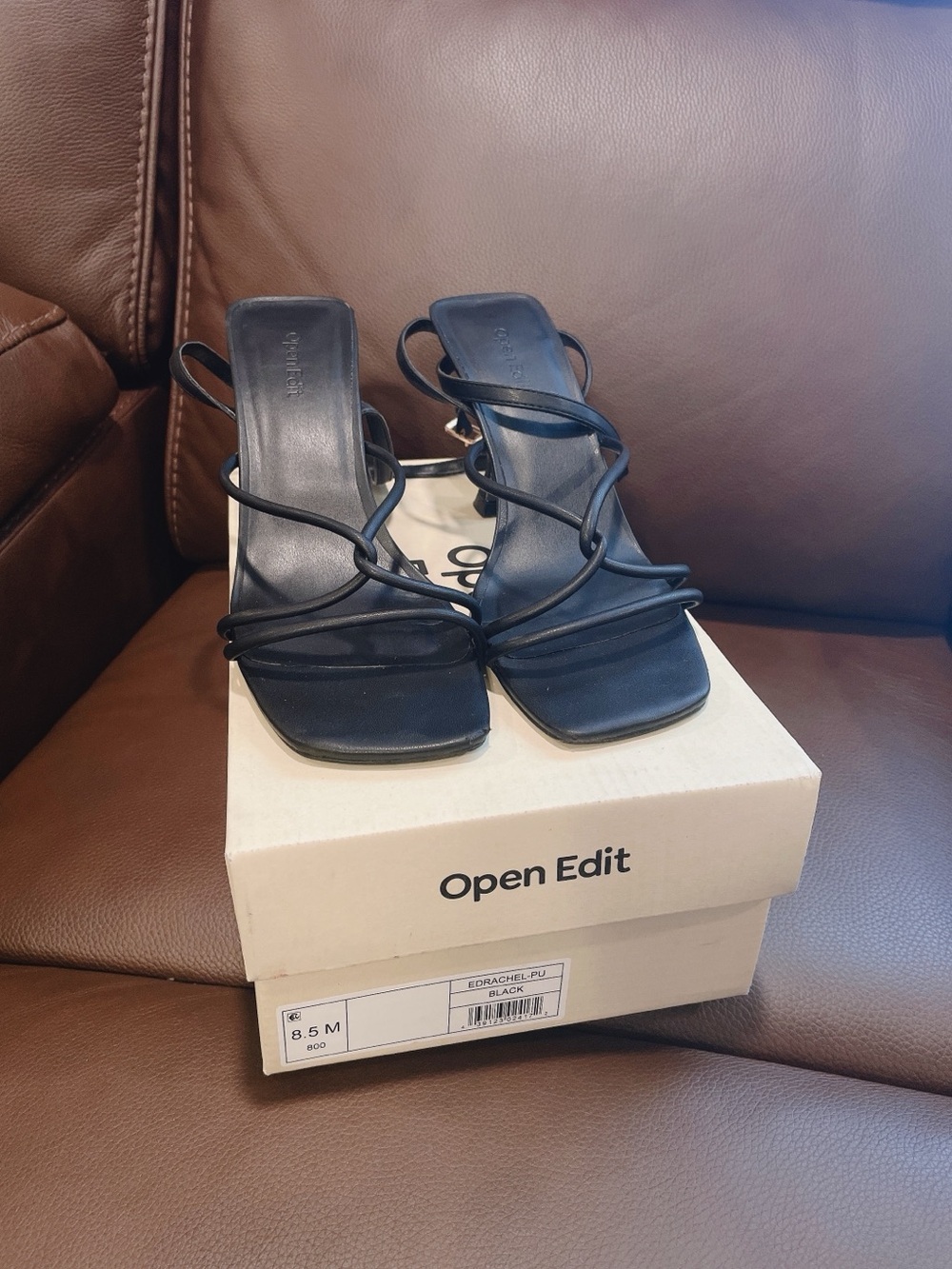 ASOS Open Edit Black Strappy Heels Size 8.5